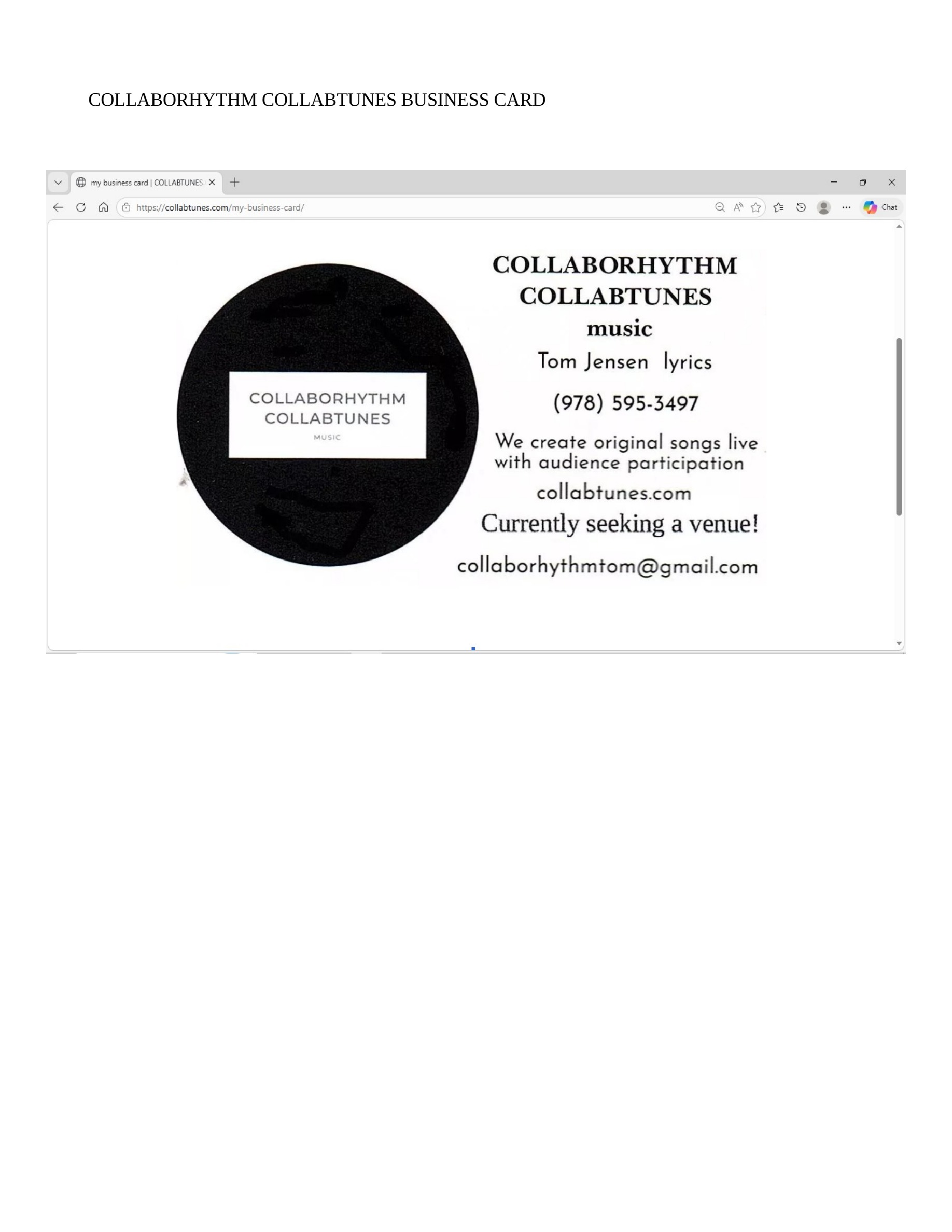 Collaborhythm business card