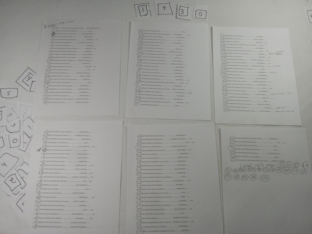 Item 1930 — SONG INDEX (page numbers circled by hand), picture 1 of 8