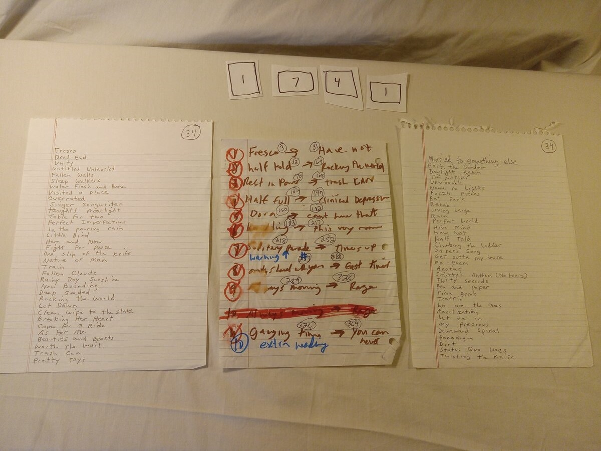 Item 1741 — 34 SONG TITLES AND RUNNING ORDER, picture 1 of 4