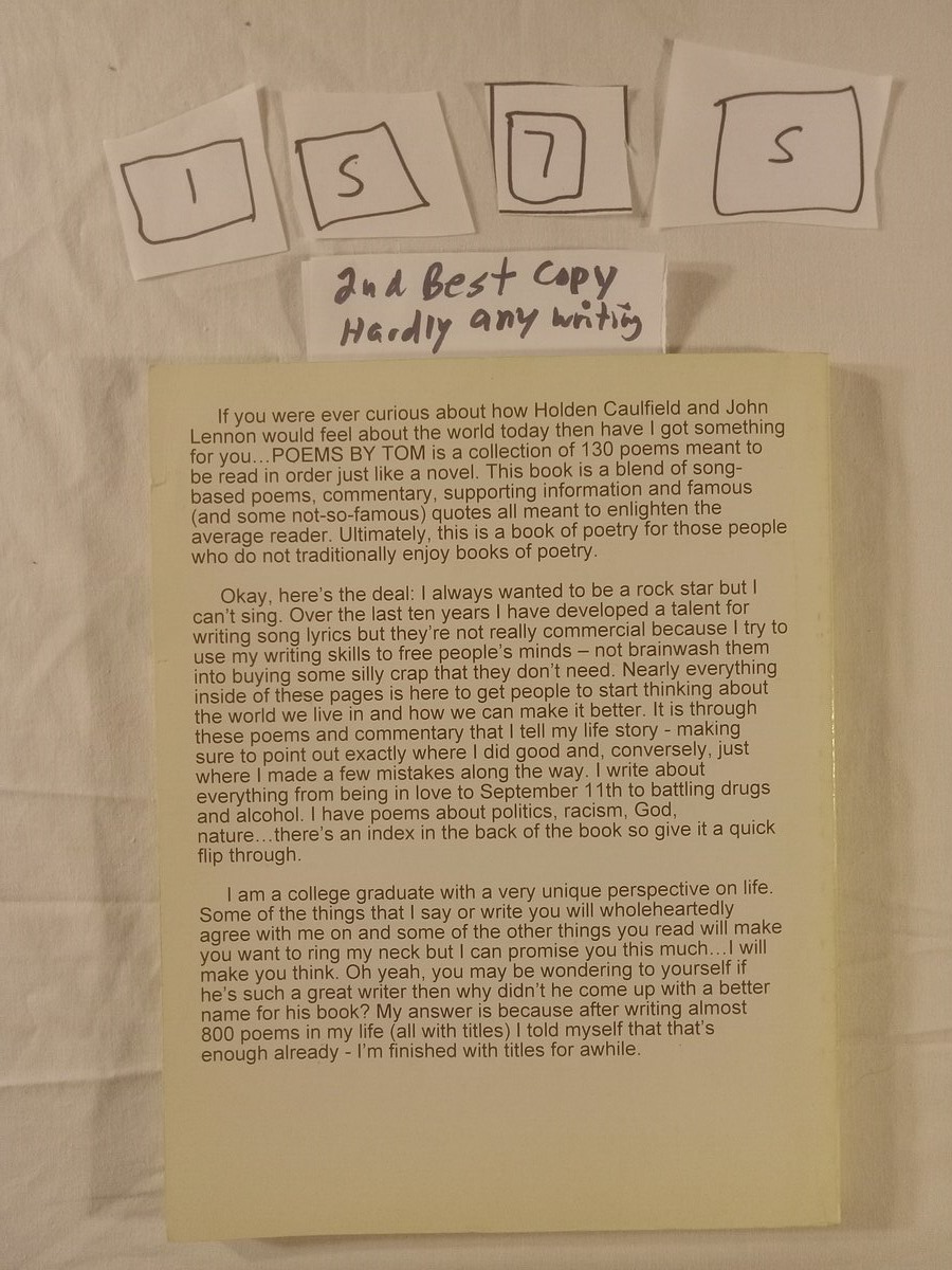 Item 1575 — POEMS BY TOM - 2nd best copy, picture 6 of 7