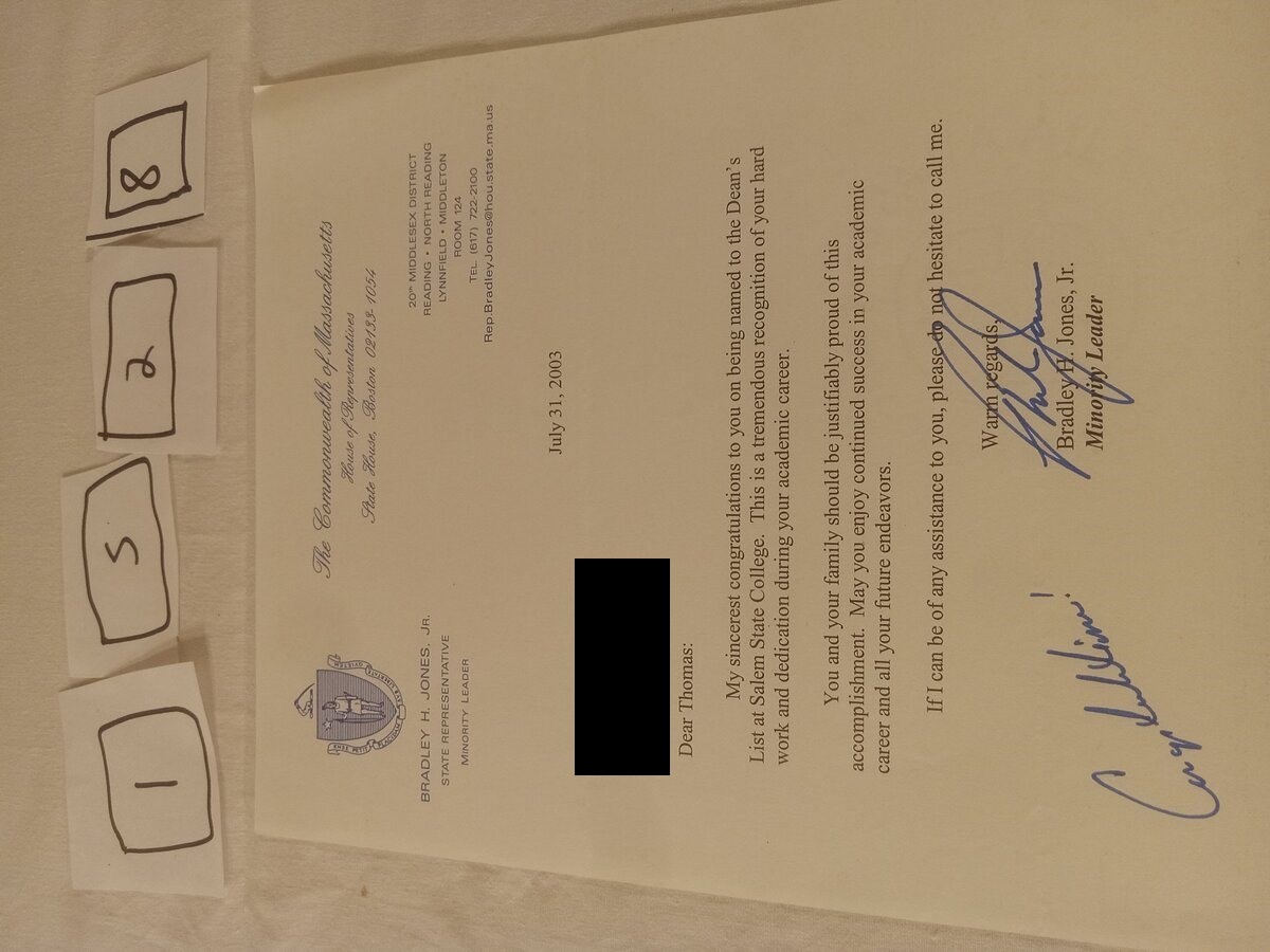 Item 1528 — Mass House Of Representatives Dean's List Congratulations, picture 1 of 1
