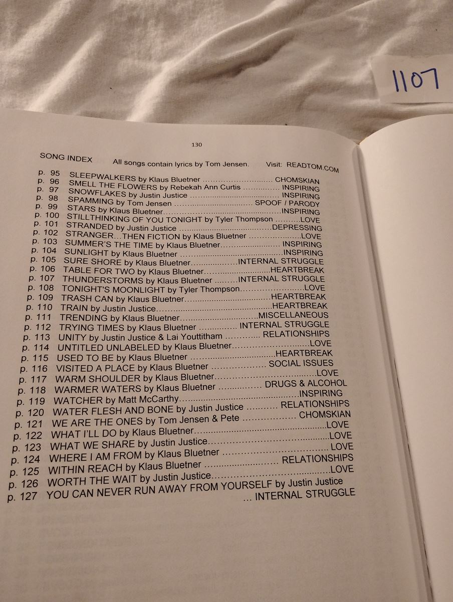 Item 1107 — TOM JENSEN - THINKER, WRITER, POET, SONGWRITER AND ACTIVIST (127 SONGS), picture 4 of 5
