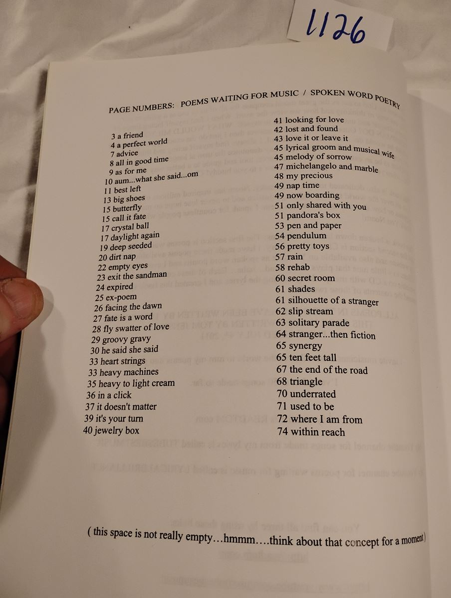 Item 1126 — CHOMSKIAN POETRY / SPOKEN WORD POETRY (WHITE BOOKLET, PUBLISHED JULY 4TH 2011), picture 3 of 6
