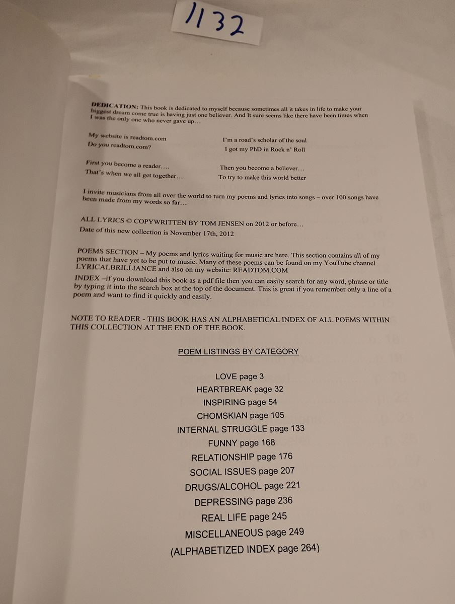 Item 1132 — 180 GOOD POEMS FOR SONGS (COPY 2 OF 3), picture 2 of 3