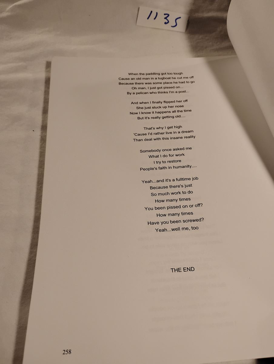 Item 1135 — LYRICS TO 200 POEMS THAT WOULD MAKE FOR GOOD SONGS (COPY 2 OF 2), picture 3 of 4