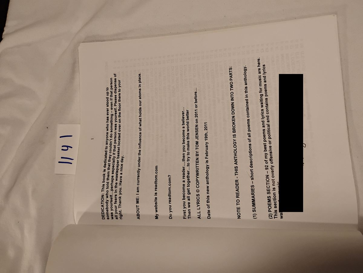 Item 1141 — MY BEST LYRICS FOR MAKING SONGS BY TOM JENSEN, picture 2 of 5