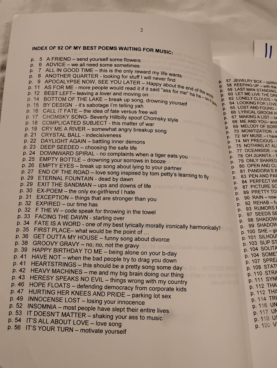 Item 1141 — MY BEST LYRICS FOR MAKING SONGS BY TOM JENSEN, picture 3 of 5