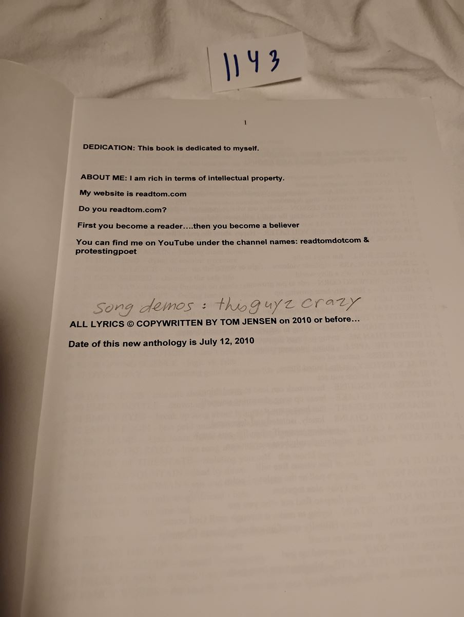 Item 1143 — MY BIG BLACK BOOK OF POEMS & SONG LYRICS, picture 2 of 6