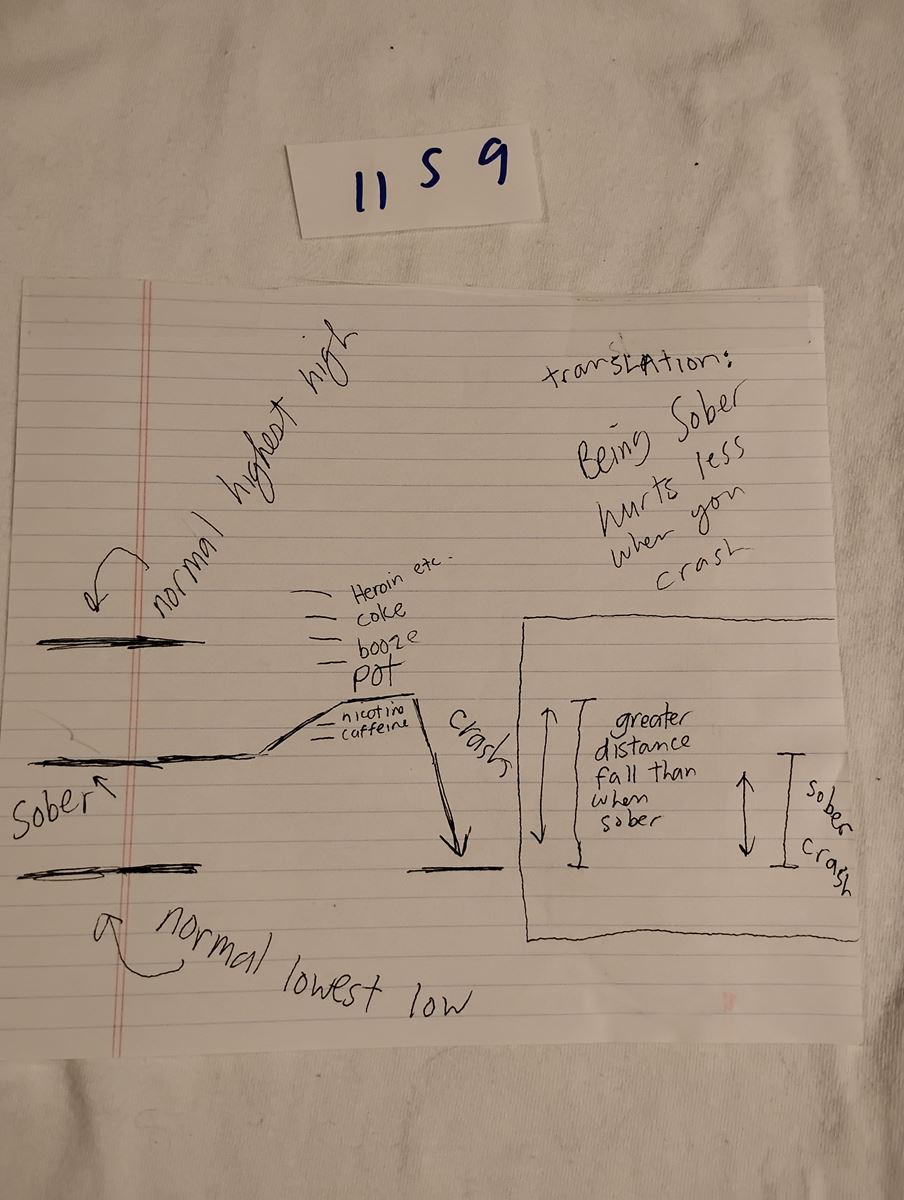 Item 1159 — BEING SOBER HURTS LESS WHEN YOU CRASH - HAND-DRAWN CHART, picture 1 of 1
