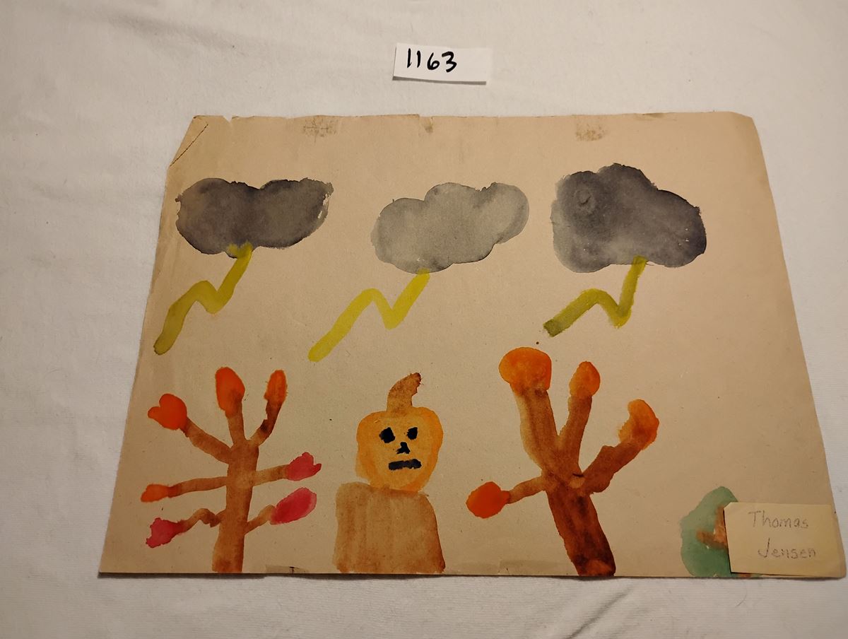 Item 1163 — STORM CLOUDS, LIGHTNING AND A PUMPKIN - WATERCOLOUR, picture 1 of 1