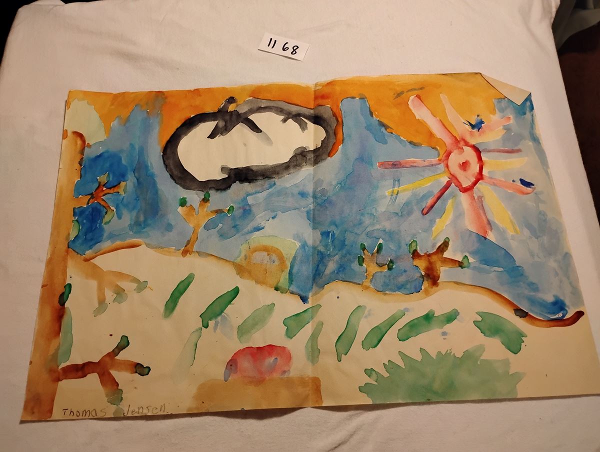 Item 1168 — SUN, CLOUD AND HILLS - WATERCOLOUR, picture 1 of 1