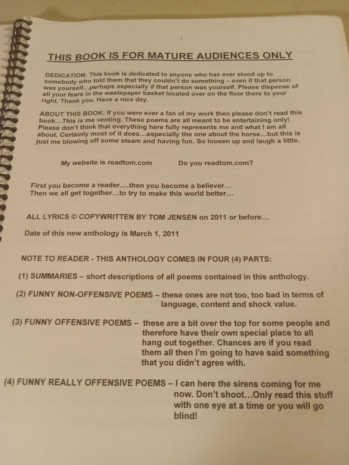 Item 1092 — FUNNY & OFFENSIVE POEMS, picture 3 of 4