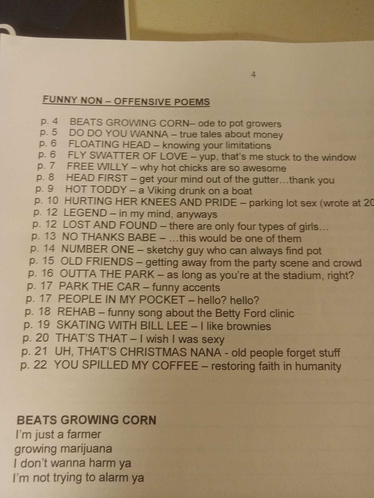 Item 1092 — FUNNY & OFFENSIVE POEMS, picture 4 of 4