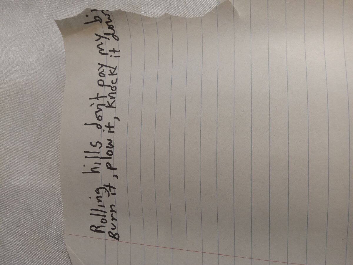 Item 1014 — Rolling hills don't pay my bills, picture 2 of 2