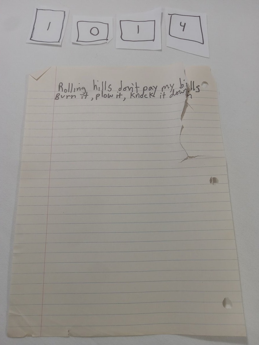 Item 1014 — Rolling hills don't pay my bills, picture 1 of 2