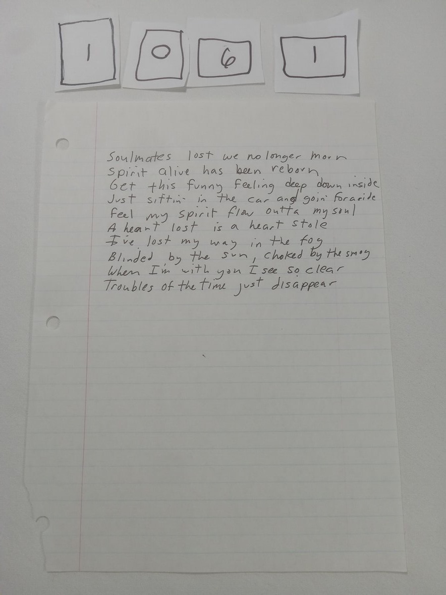 Item 1061 — Soulmates lost we no longer morn, picture 1 of 2