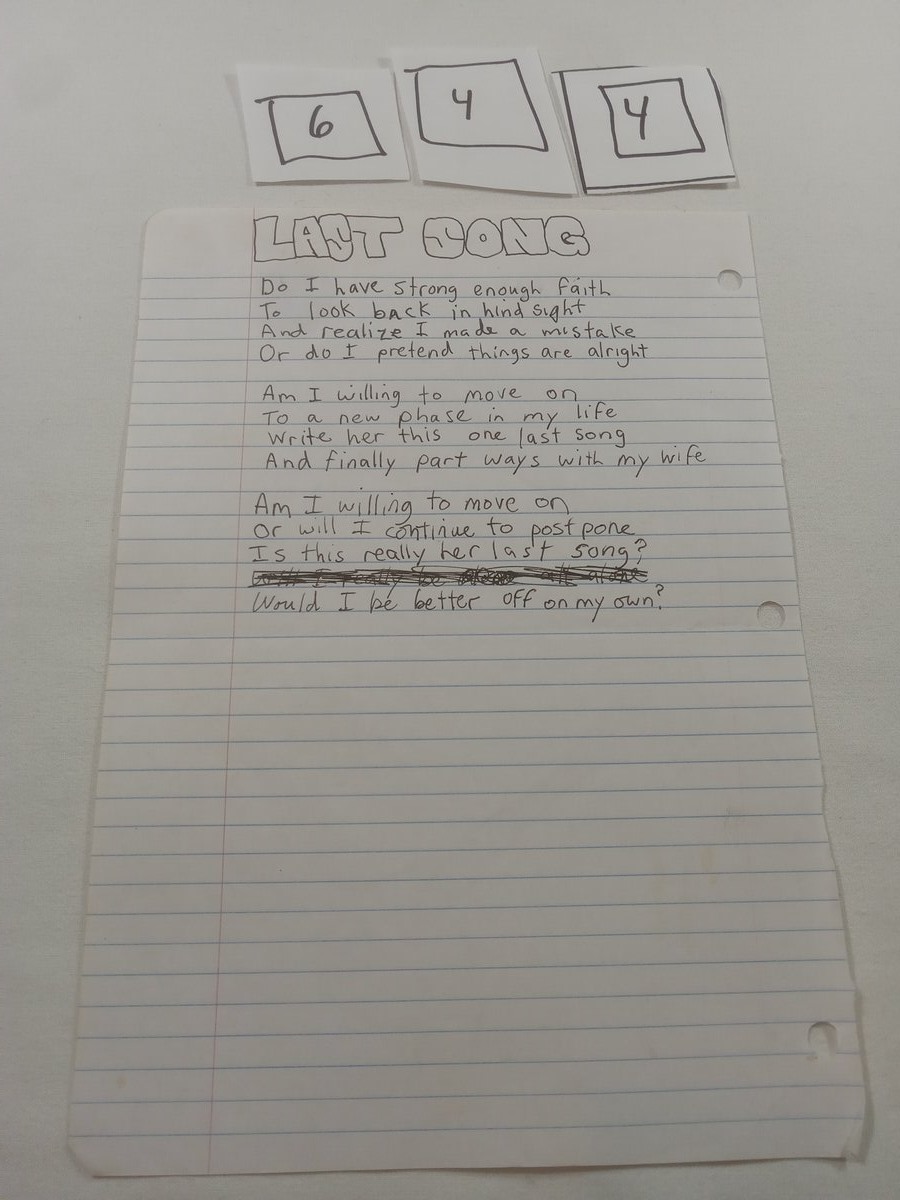 Item 644 — LAST SONG, picture 1 of 1