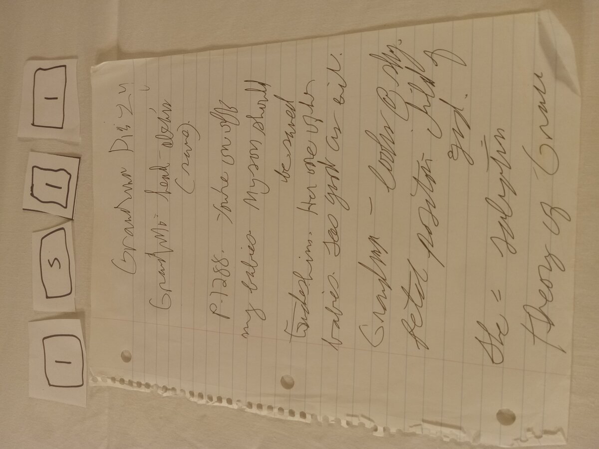Item 1511 — HANDWRITTEN NOTE - GRANDMA DIZZY, picture 1 of 1
