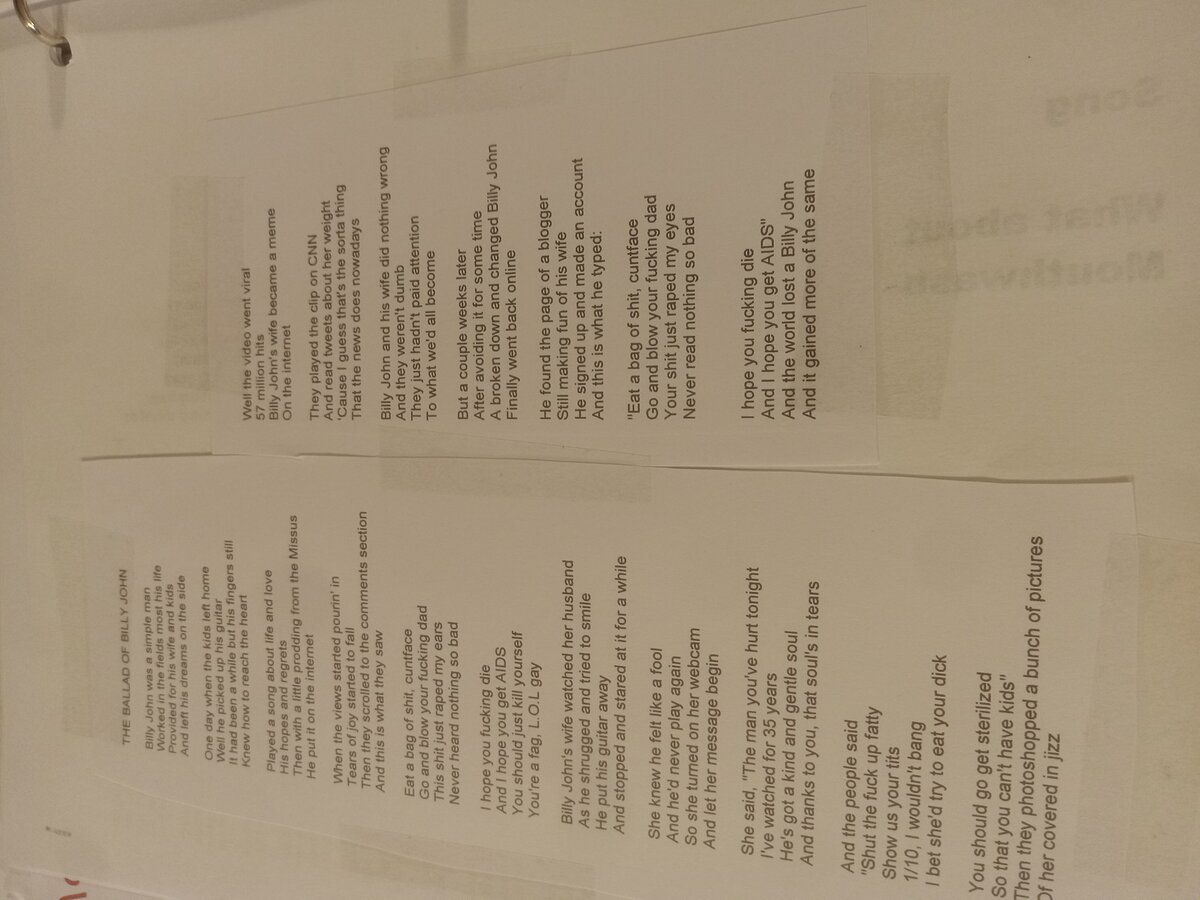 Item 1559 — BINDER - 'TREVOR MOORE LYRICS', picture 19 of 23