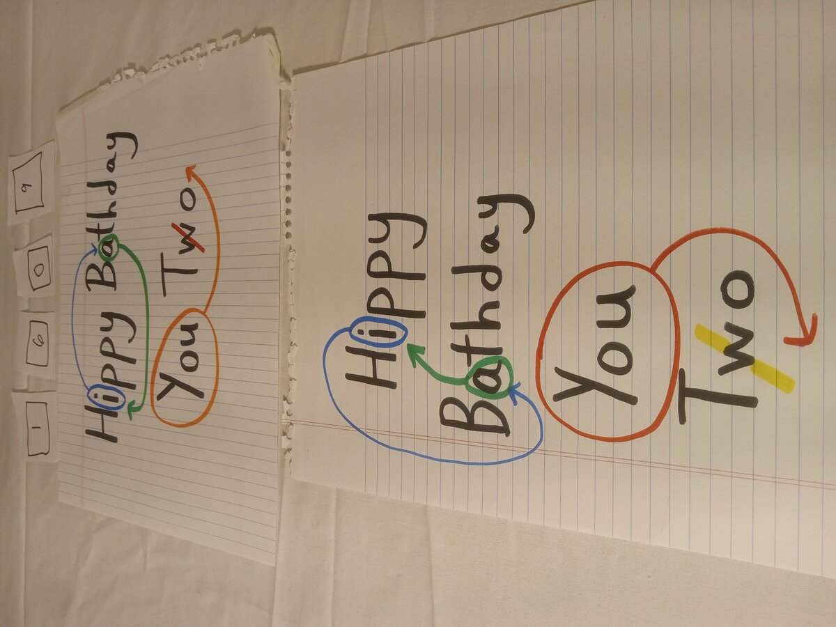 Item 1609 — HANDWRITTEN SIGN - 'HIPPY BATHDAY YOU TWO', picture 1 of 1