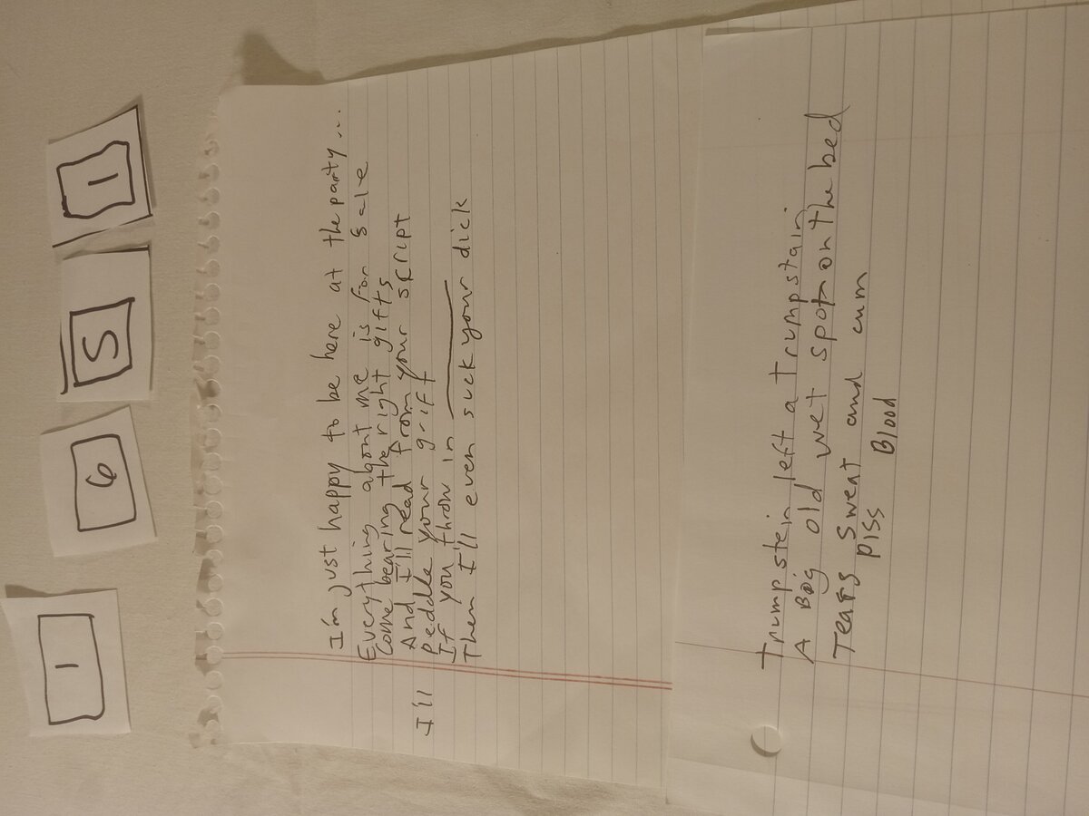 Item 1651 — Handwritten Lyric Sheets - Happy To Be Here At The Party And Trumpstein, picture 1 of 1