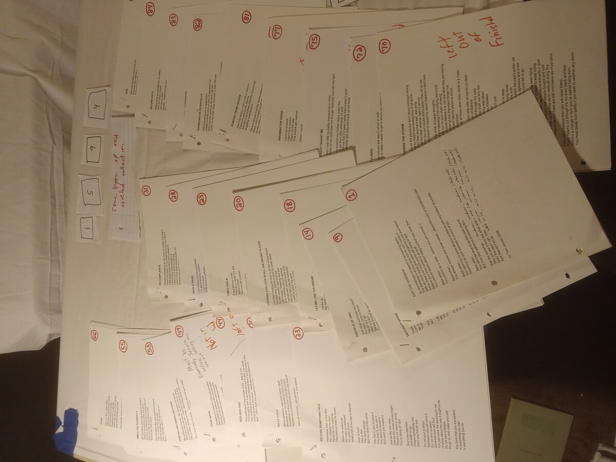 Item 1594 — Red-Circled Typed Lyric Pages And Poetry Competition Entry, picture 1 of 33
