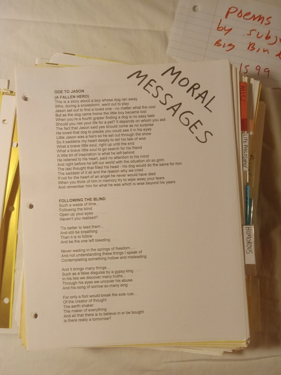 Item 1599 — Poems By Subject Big Binder With Quotes, Scary Truths Book (Brian Rainstorm), picture 2 of 21