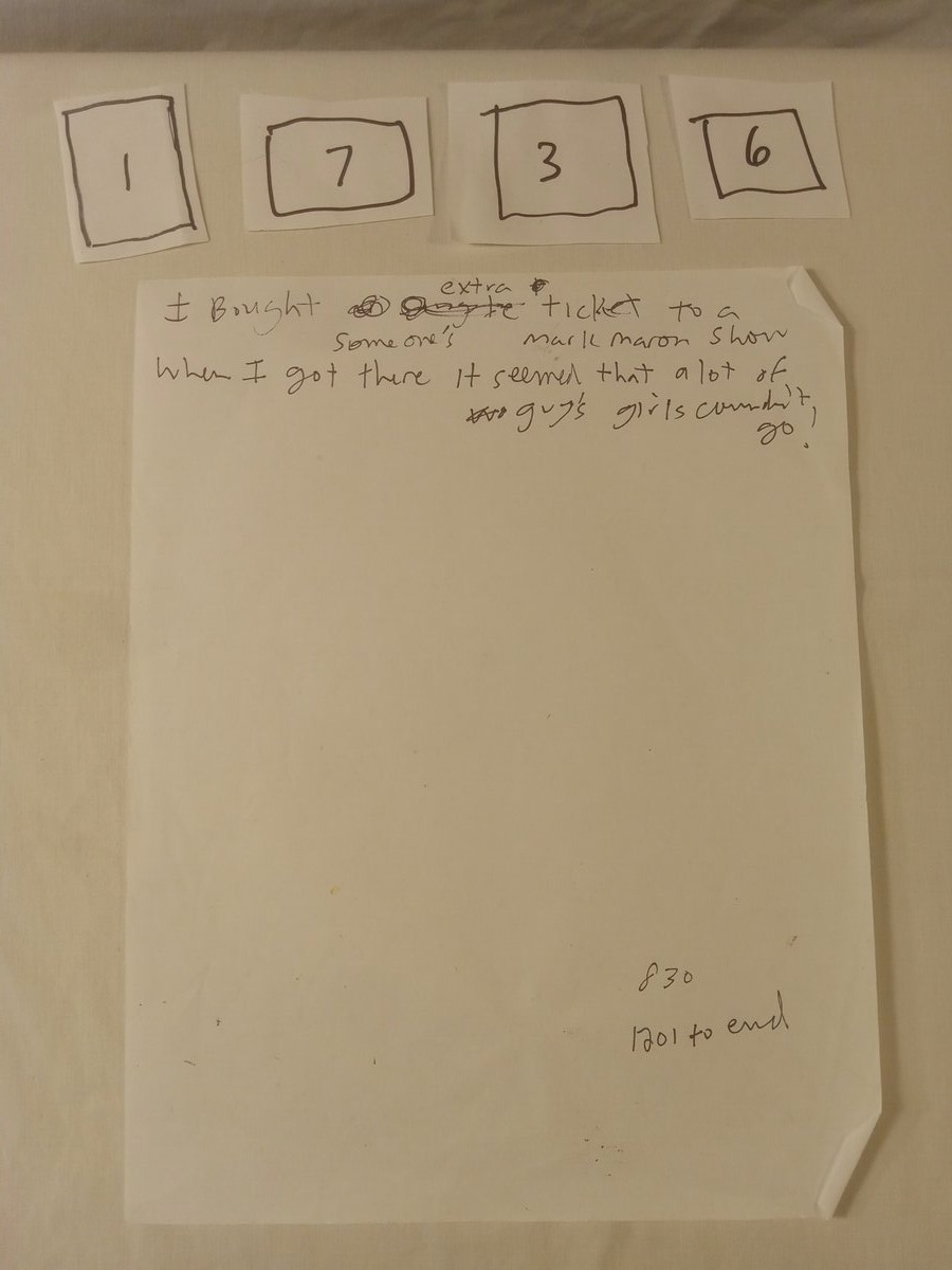Item 1736 — I Bought extra ticket to a, picture 1 of 1