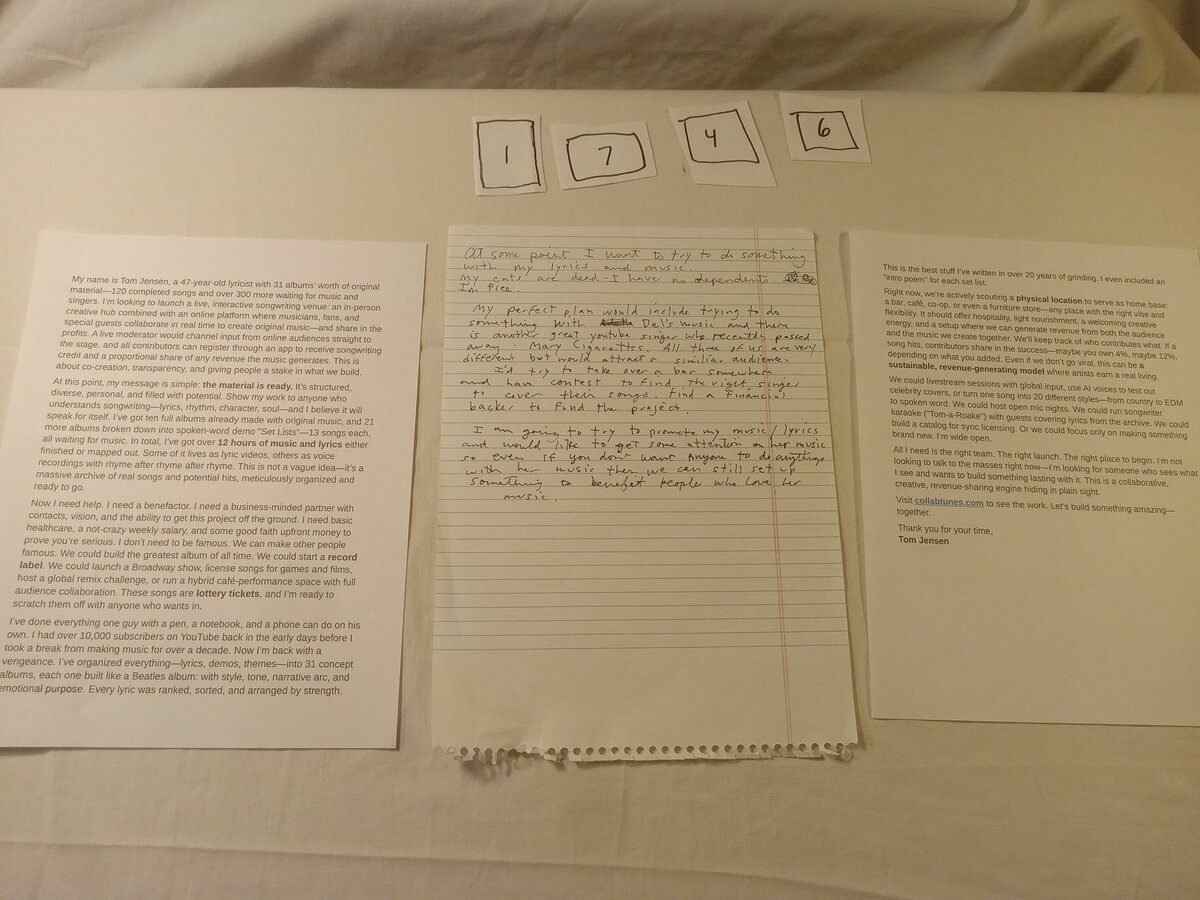 Item 1746 — TOM JENSEN PITCH LETTER, picture 1 of 4