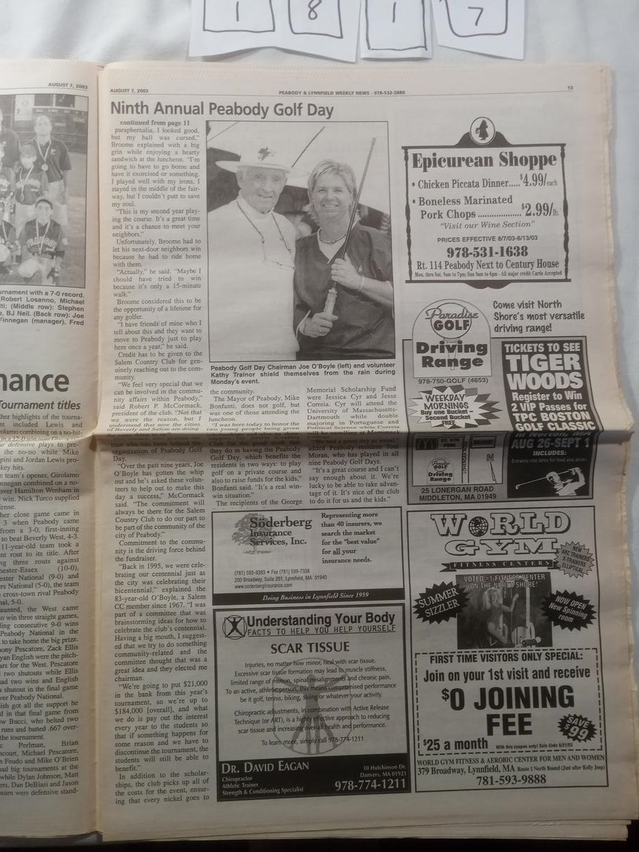 Item 1817 — Lynnfield Weekly News, August 7, 2003 - Rain can't dampen Peabody Golf Day, picture 3 of 3
