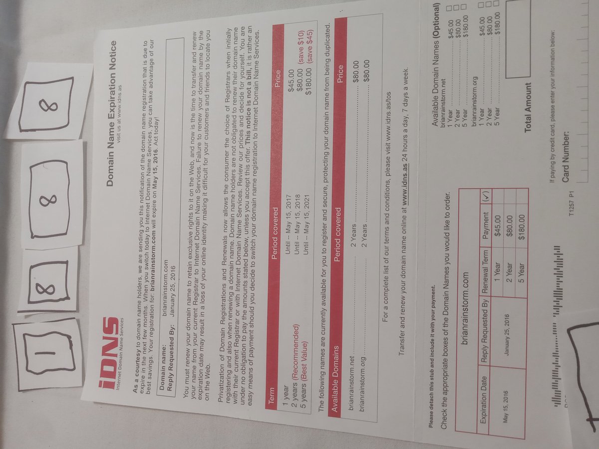 Item 1888 — Domain Name Expiration Notice, picture 1 of 1