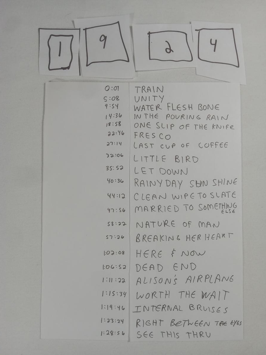 Item 1924 — TRACK LIST WITH START TIMES, picture 1 of 1