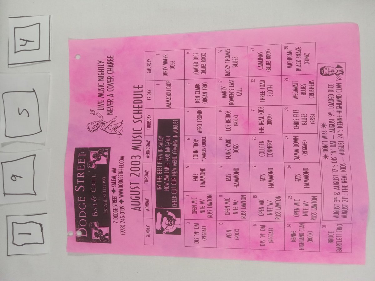 Item 1954 — AUGUST 2003 MUSIC SCHEDULE, picture 1 of 6