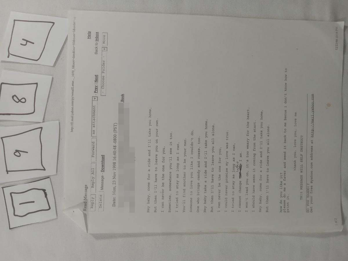 Item 1984 — beginnings of a song/poem, picture 1 of 1