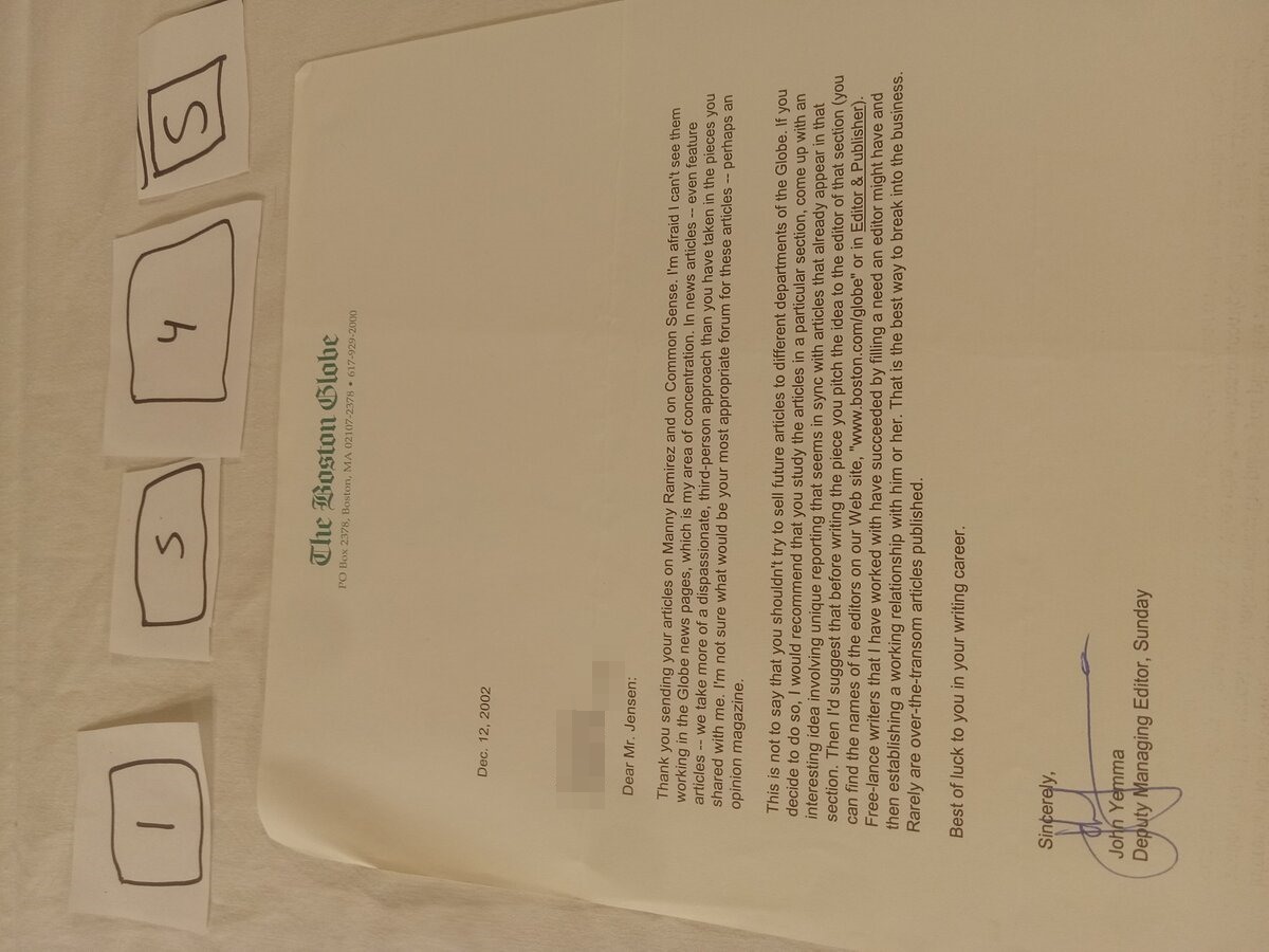 Item 1545 — Boston Globe Letter, picture 1 of 1
